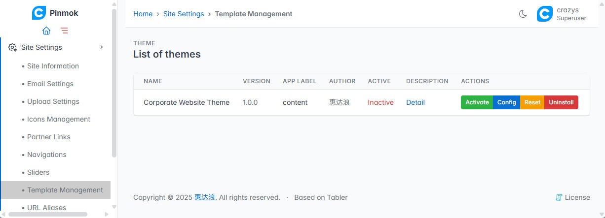Manage Theme